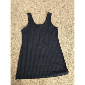 90s Aesthetic Dotti Black Ribbed Tank Mini Dress M LBD Made in USA Minimalist